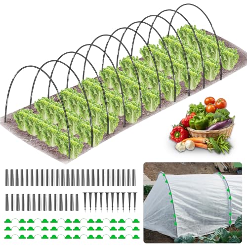 MQJIAZHI 50 Pièces Arceau pour Serre Tunnel, 41CM Support d’arceaux de Jardin Ajustable en Fibre de Verre Antirouille, Pépinière de Légumes avec Arceau...