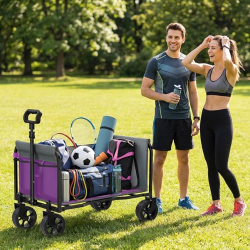 Holacamking Portable Collapsible Wagon, Foldable Cart with Removable Side by Holacamking - Used condition - Image 2