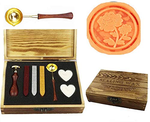 Tampon de cire pivoine haute précision en coffret bois de prestige pour sceau parfait