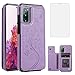Phone Case for Samsung Galaxy S20 FE 5G/S20 Fan Edition with Tempered Glass Screen Protector Card Holder Wallet Cover Stand Flip Leather Cell Accessories Glaxay S20FE S 20FE FEcases 2020 Women Purple