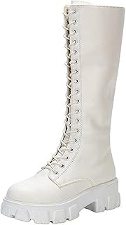 Botas británicas de moda para mujer hechas de sólido con cordones y cremallera lateral y suela de plataforma de moda zapatos botas de mujer forradas