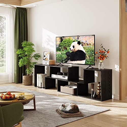undefined DEVAISE テレビ台 テレビラック テレビボード ローボード 伸縮 幅105~210cm 60インチまで対応 コーナー 収納ラック 2点セット 簡単組立 ブラック の商品画像 1