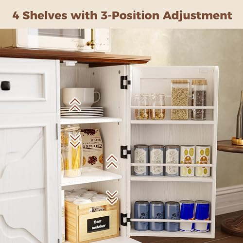 image for IRONCK 56” Farmhouse Sideboard Buffet Cabinet with 4 Doors and 1 Dra