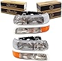 Brock Replacement 4 Pc Set Headlights & Side Signal Marker Lamps Compatible with 2000-2006 Tahoe Suburban 1999-2002 Silverado Pickup Truck