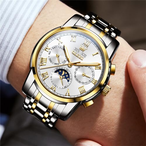 Image of OLEVS Watches for Men Automatic Mechanical Self Winding Dress Wrist Watch Multifunction Calendar Waterproof Luminous