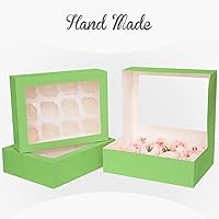 Vista 4 de Bakepacker 12 recipientes para cupcakes, 10 paquetes de cajas para cupcakes de aguacate, 12 cajas para cupcakes con ventana de 13 x 10 x 3.5