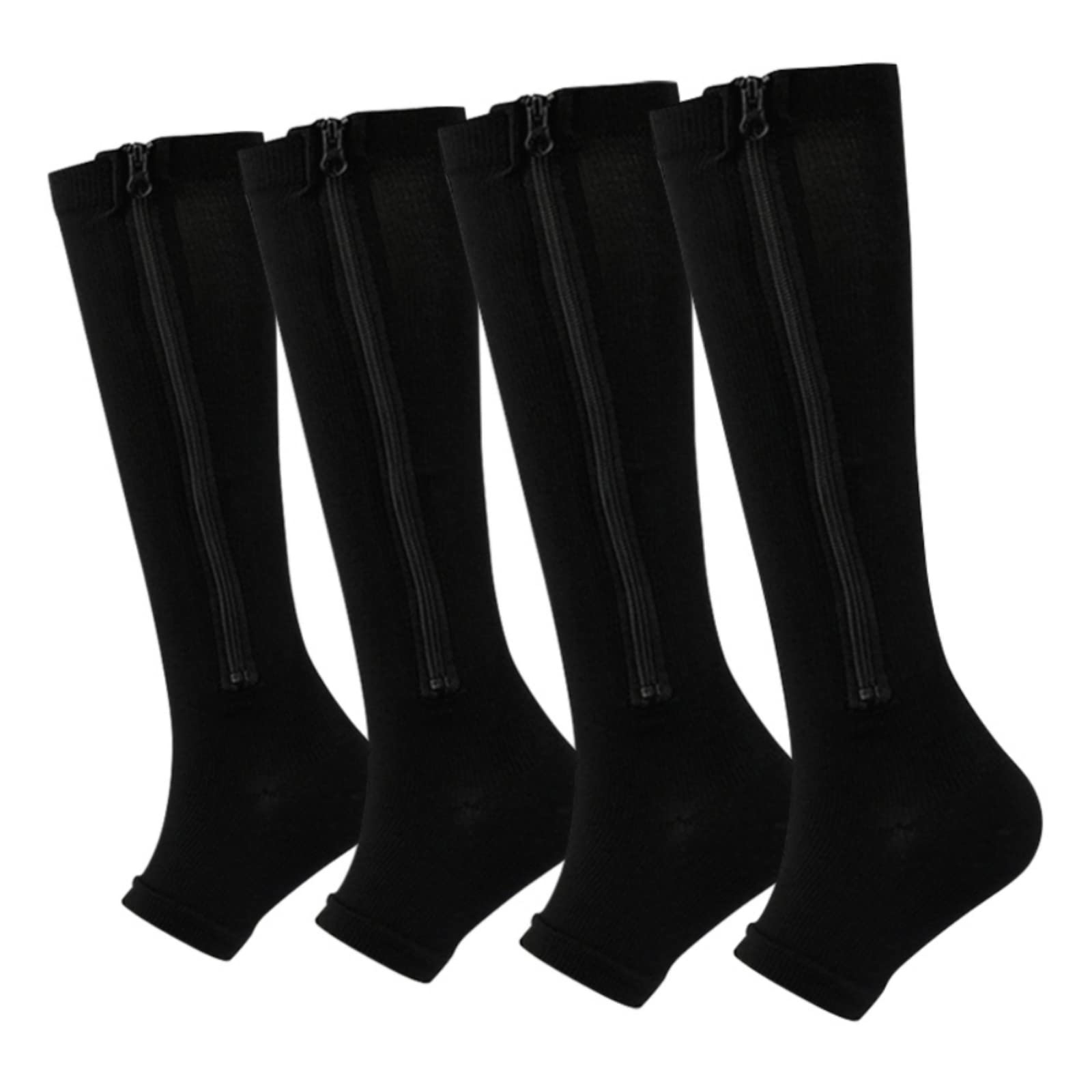 Valcatch 2 Pairs Zipper Compression Socks for Women Men 20-30 mmHg Support Hose Stockings Calf Knee High Running Walking