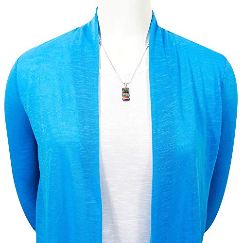 Turquoise & Gemstones Pendant Necklace in Sterling Silver 925 (Multi)3