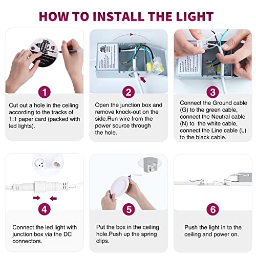 Emitever 6 Inch Ultra-Thin Led Recessed Ceiling Light,5Cct Dimmable Recessed Lights With Junction Box,Dimmable Can-Killer Downlight,12W,1050Lm High Brightness,Us Etl And Energy Star Certified #TOP5