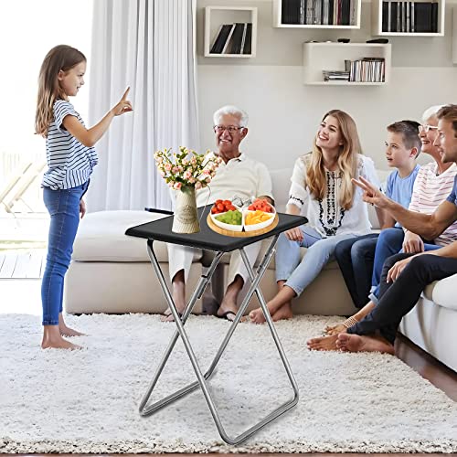 Image of Garden 4 you Folding TV Tray Table,TV Dinner Table with Sturdy MDF Top,Eating Trays for Living Room with No Assembly Required, 2PCS (Black)