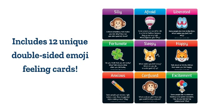 Image of Really Good Stuff Emoji Feelings Cards, 12-Pack, Ages 4+, PreK+