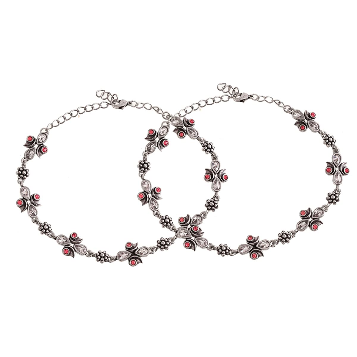 VOYLLA Abharan Silver Plated Pink and White Stones Anklets (B0CS3V3JN4) Amazon Price History, Amazon Price Tracker