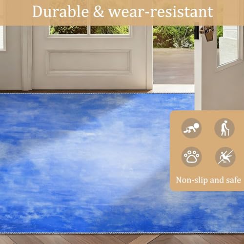 Alfombra de salón azul grande para crear un comedor acogedor 4