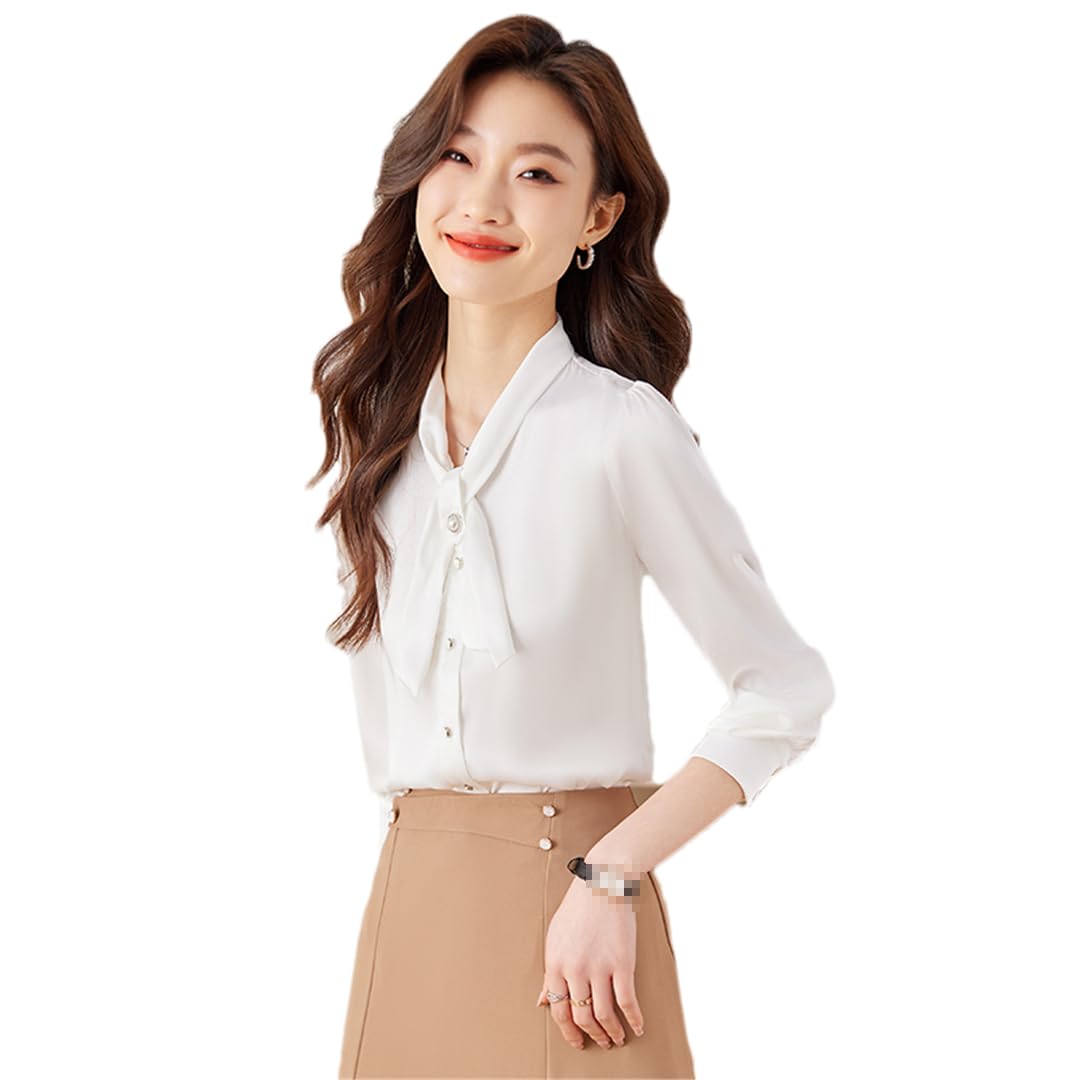 Disimlarl Camisa elegante para mujer, cuello en V, blusa formal de gasa para oficina y trabajo