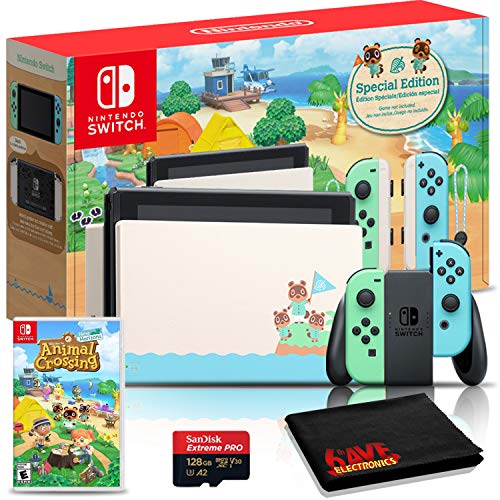 Nintendo Switch Animal Crossing: New Horizons Edition 32GB Console Bundle + Animal Crossing Game + 128GB microSD