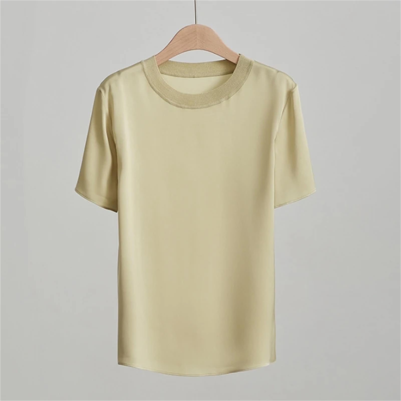 Damen-T-Shirt, Bluse, T-Shirt, Top, kurzärmelig, Seidenhemd