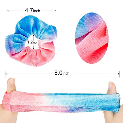 Hair Scrunchies,10 Premium Tie Dye Velvet Scrunchies for Girls Thick Hair in Gradient Color, Cute Hair Styling Accessories Ponytail Holder for Women - Thumbnail 3