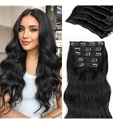 KooKaStyle Hair Extensions 5PCS Long Wavy Upgrate Invisible Full Coverage Edges Seamless Clip in ...