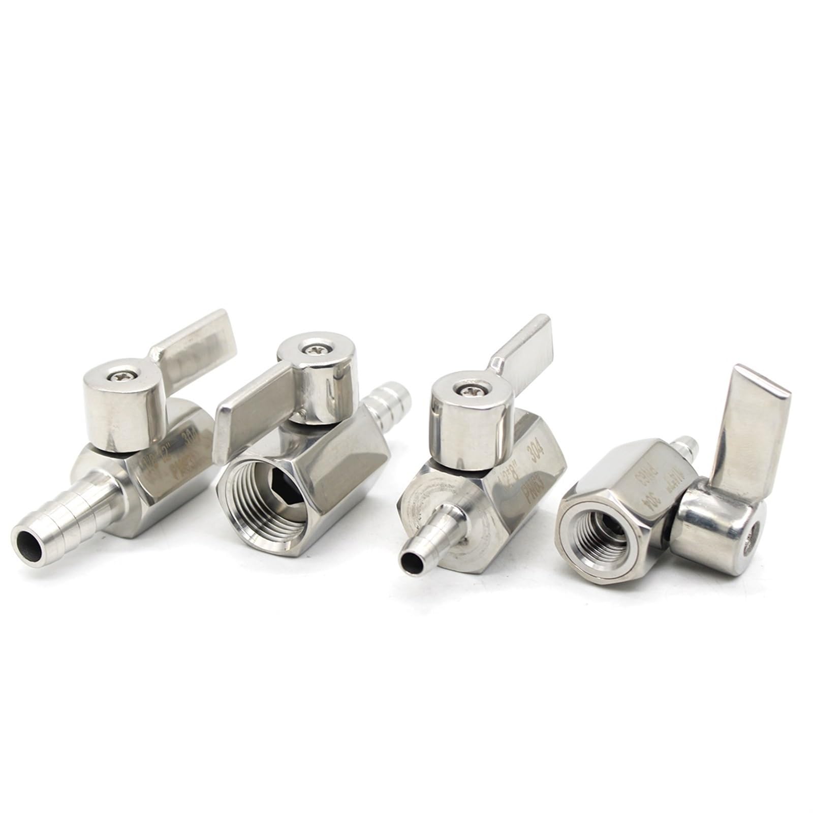 Válvulas de bola de acero inoxidable 304 hembra a espiga de manguera 1/8x8mm 114g