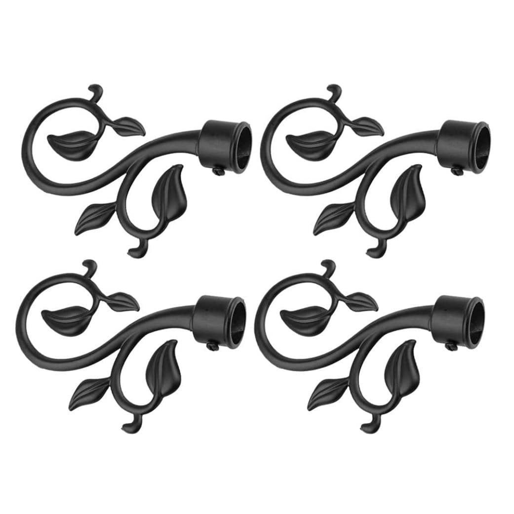 NOPEILVI 4Pcs Curtain Decorative Pole/Rod Finials Ends Heads Caps Rod Kits Black,Curtain Pole Decoration Accessories,Curtain Pole Ends Rod Heads Caps