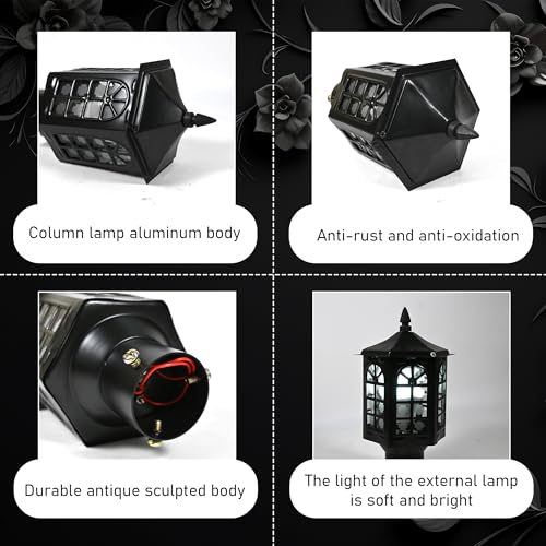 Image of SINOMAN Outdoor Post Lantern Gate Light Black Pillar Lamp Garden Light with Clear Glass Weatherproof Fixture for Pathway Front Entrance Patio or Walkway (Without Bulb) (Pack of 1)