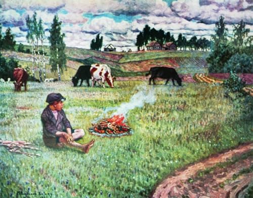Cuadro lienzos de Nikolay Petrovich Bogdanov-belsky, decoración sala 60x90cm