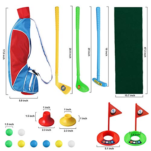 TOMYOU Kids Golf Club Set – Golf Bag with Hitting Mat, Toddler Golf Toy, Indoor & Outdoor Sports Toys, Gift for Boys, Girls 3 4 5 6 Year Old [Exquisite Packaging] - Thumbnail 5