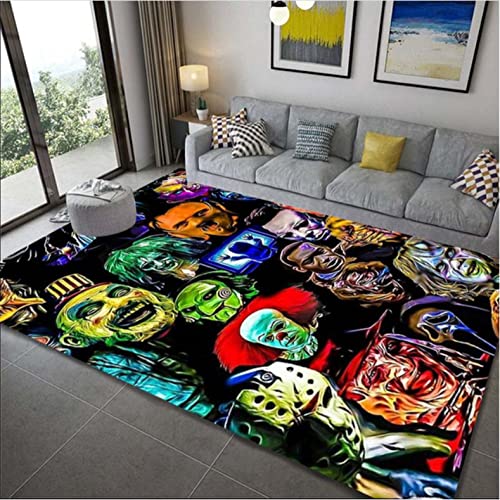Personajes de películas de Terror Alfombras de Piso Alfombras Alfombras Dormitorio Sala de Estar Alfombra de Piso de Halloween Alfombras Antideslizantes 160x280cm