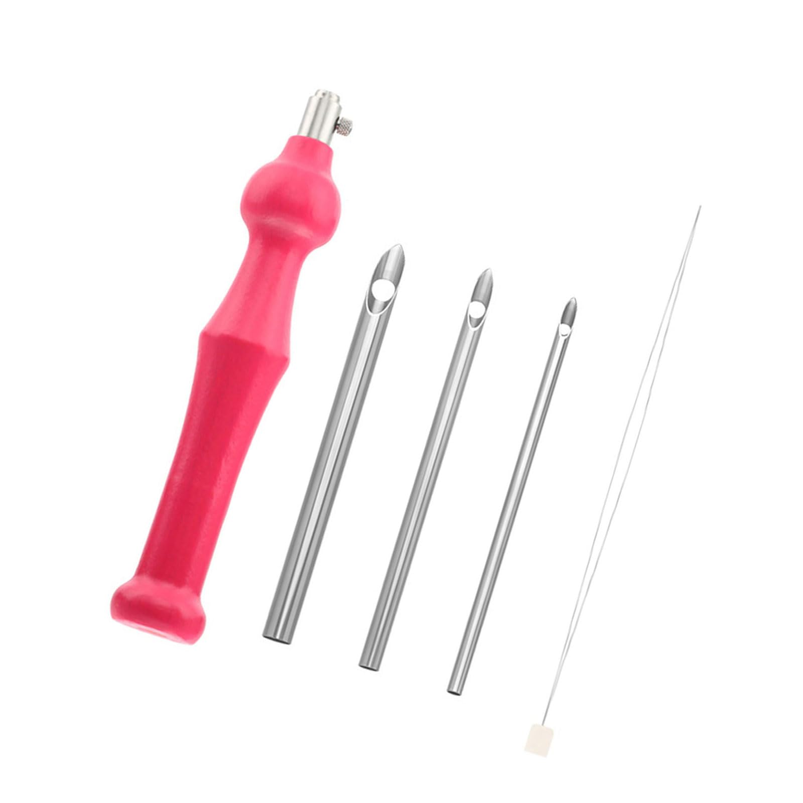3 têtes d'aiguilles à poinçonner, 1 enfileur, Manche en Bois, Stylo à Broder
