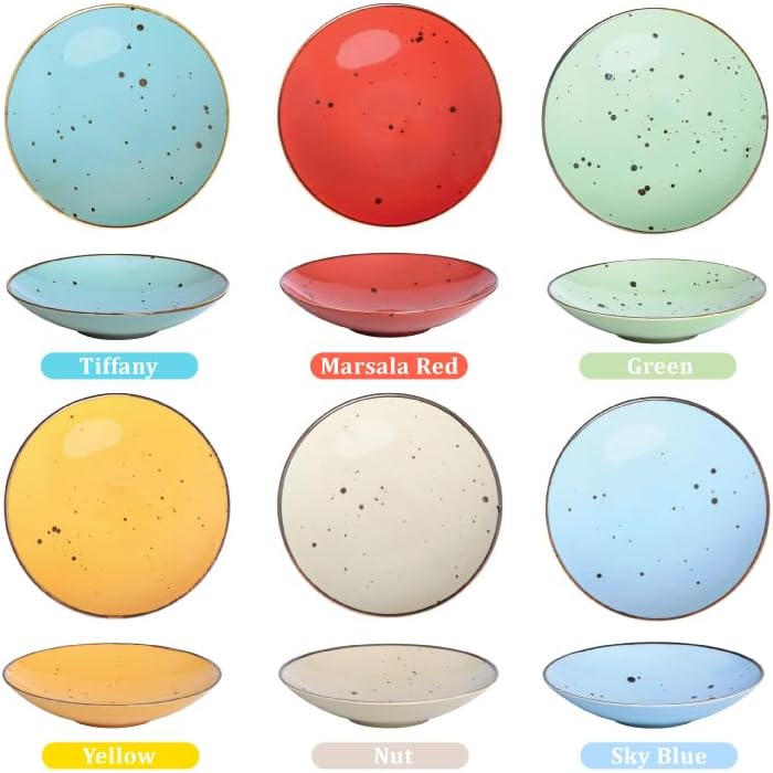 Miniatura 3 de Tazones para servir de 8.1 pulgadas, juego de 6, cuencos grandes de ensalada de pasta de 16 onzas, aptos para microondas y horno, cuencos anchos de