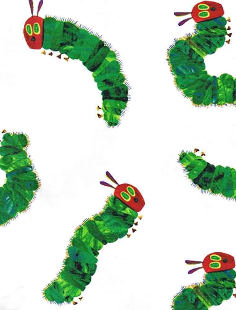Andover "The Very Hungry Caterpillar Fabric, White/Green