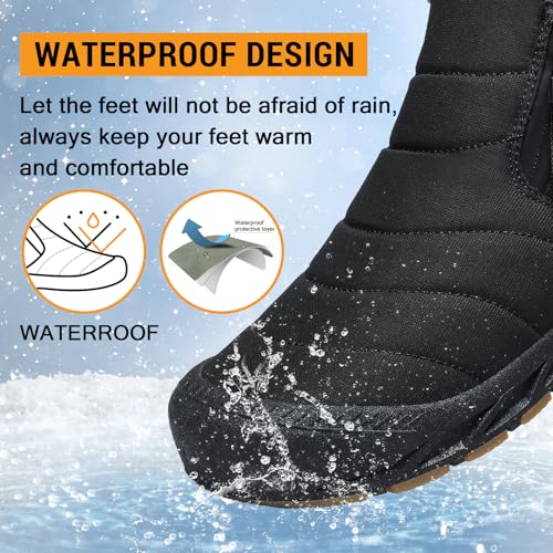 Snow Boots Mens Waterproof Winter Boots Fur Lined Warm Ankle Boots Zipper Closure Slip on Outdoor Boot Comfortable Walking Shoes2