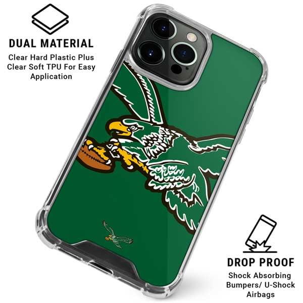 Skinit Clear Phone Case Compatible with iPhone 16 Pro - Officially Licensed NFL Philadelphia Eagles Retro Logo Design