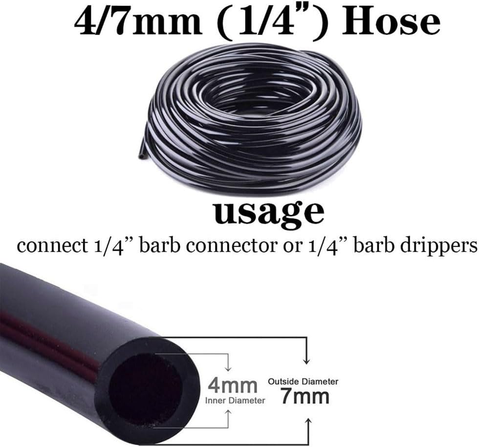 Micro Drip Irrigation Tubing - 4mm 7mm Flexible PVC Garden Hose for Lawn, Balcony Greenhouse Plants, 1/4 Inch Lightweight Watering Pipe (Weatherproof Anti-Kink Design)(40M)