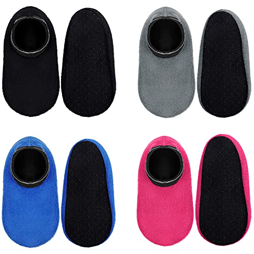SATINIOR 4 Pairs Kids Non-Slip Slipper Socks Coral Velvet Warm Ankle Socks for Toddlers and Kids