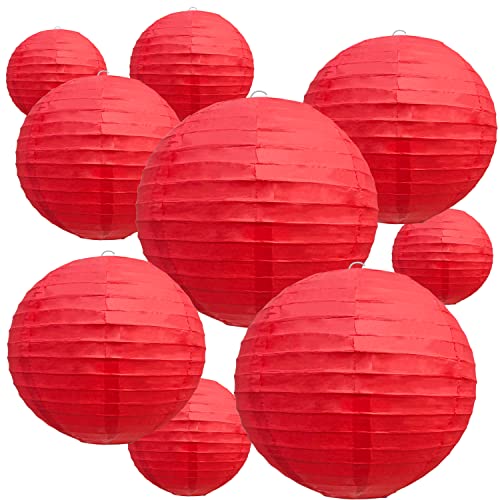 BEISHIDA Red Paper Lanterns 10Pcs 4/6/8/10/12 Inch Round Chinese Lamp