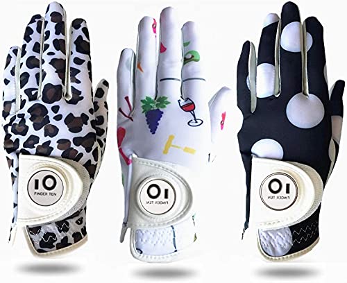 Golf Gloves Women Left Hand Right Cabretta Leather with Ball Marker Full Finger/Nail Colors Value Pack - Image 2