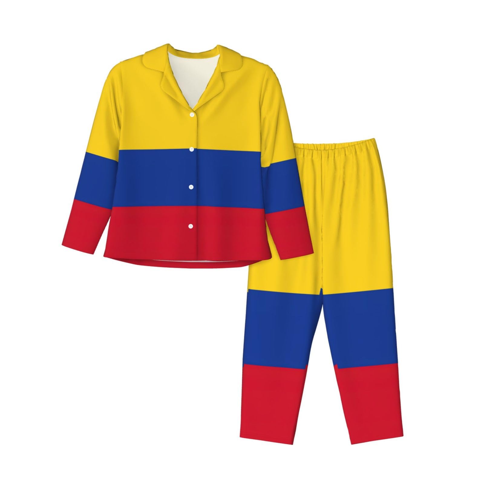 Conjunto de pijama de manga larga con estampado de la bandera de Colombia