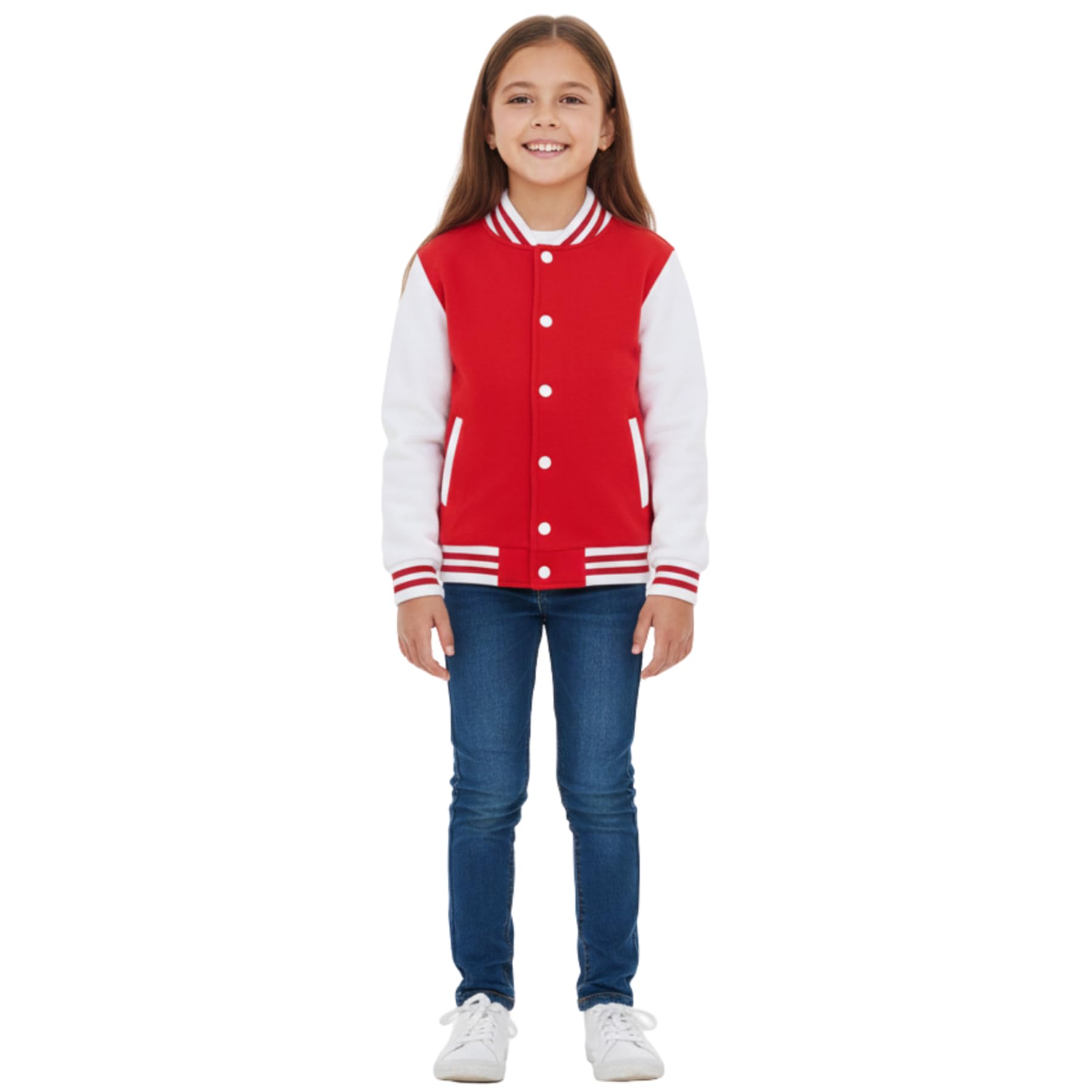 A2z 4 Kids Red Baseball Contrast Varsity Jacket Stand Collar Coat