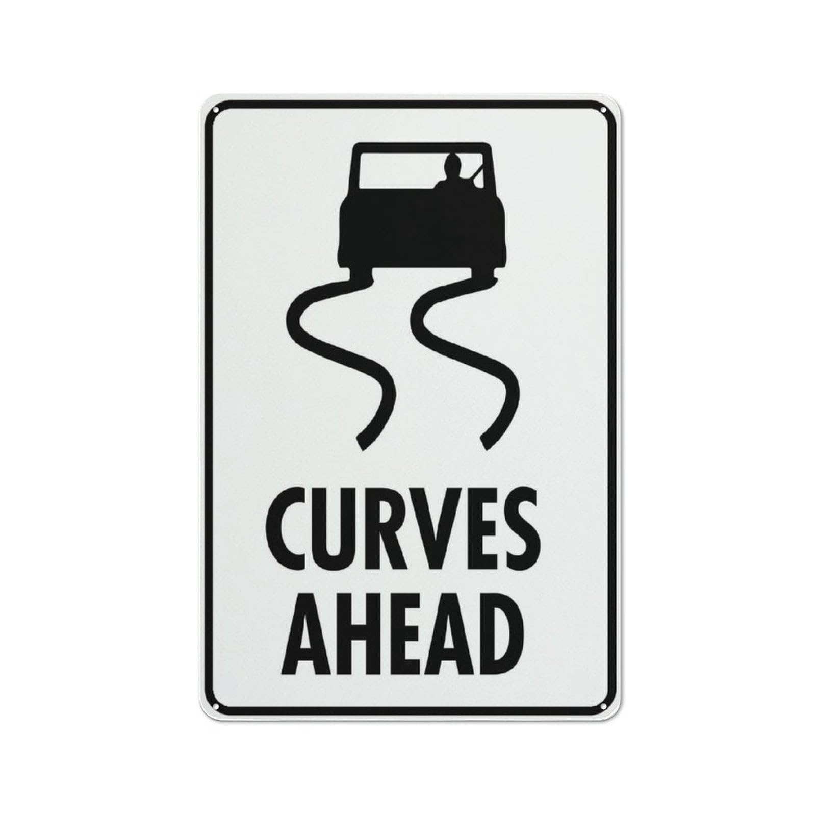 Curves Ahead Sign - Rust-Free Aluminum 8x12 inch, UV-Protected, Waterproof, Weatherproof & Fade Resistant, 4 Pre-Drilled Holes