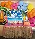 Sommer-Strand-Hintergrund, hawaiianische Party-Dekorationen, 2,7 x 1,5 m, tropische Blumen, Palmenblätter, Surfbrett, Fotografie-Hintergrund, Hawaii-Thema, Geburtstagsparty, Zubehör, Foto-Requisiten