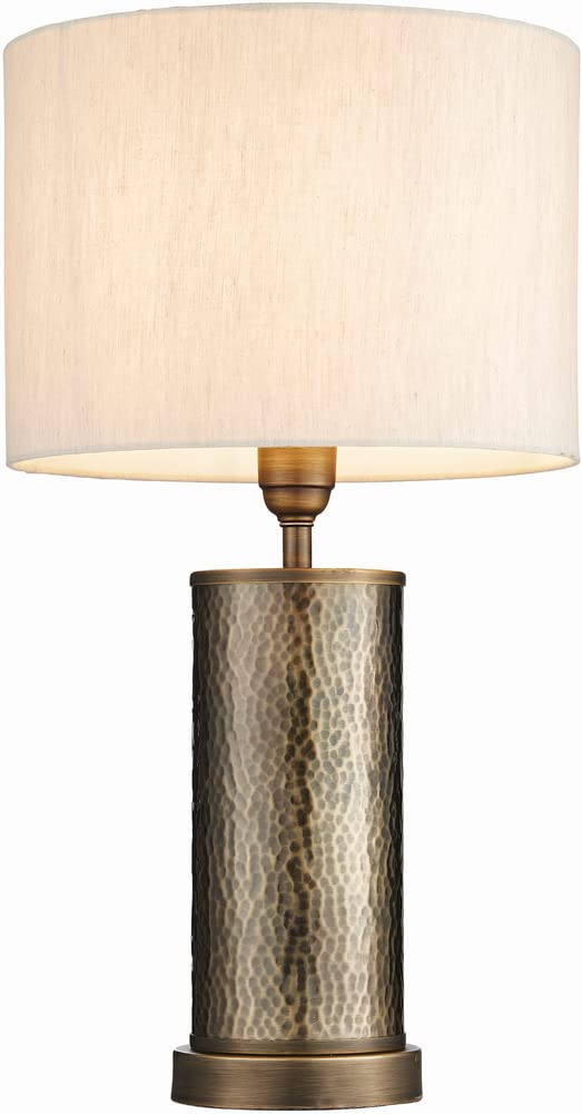 Endon Lighting Bronze Indara Table Lamp In Hammered Effect And Linen S