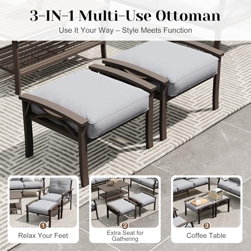 Image of FansaFurn 7-Pieces Outdoor Patio Furniture Set, Outdoor Metal Sectional Furniture with Cushions, Outdoor Conversation Seating Set with Coffee Table for Backyard,Garden, Balcony, Deck, Backyard, Grey