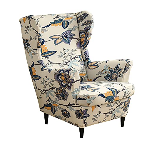 CHNSHOME Housses de Chaise à Oreilles Housse Fauteuil à Oreilles 2 pièces Housse de Protection Fauteuil à Oreilles imprimée Extensible