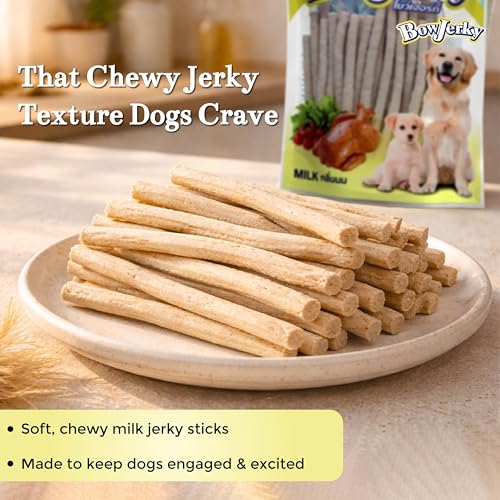 Image of Chicken Dog Treats, High Protein Jerky Sticks, Milk Flavour, 200gm, Pack of 5