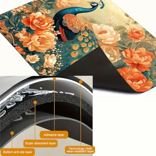 Image of HOMETITUTE Peacock Stove Top Cover 28x20 Diatomite Heat Resistant Mat