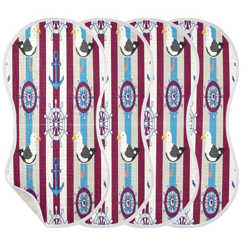 Kigai Seagull Anchor Baby Burp Cloths Extra Soft and Absorbent Burping Rags Cotton Burping Clothes Baby Washcloths for Newborn Boys Girls - 1 Pack3