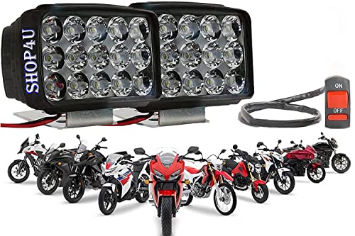 Image of Waterproof 15 LED Fog Light Head Lamp for All Bikes and Scooters (Pack of 2, Free On /Off Switch, White)