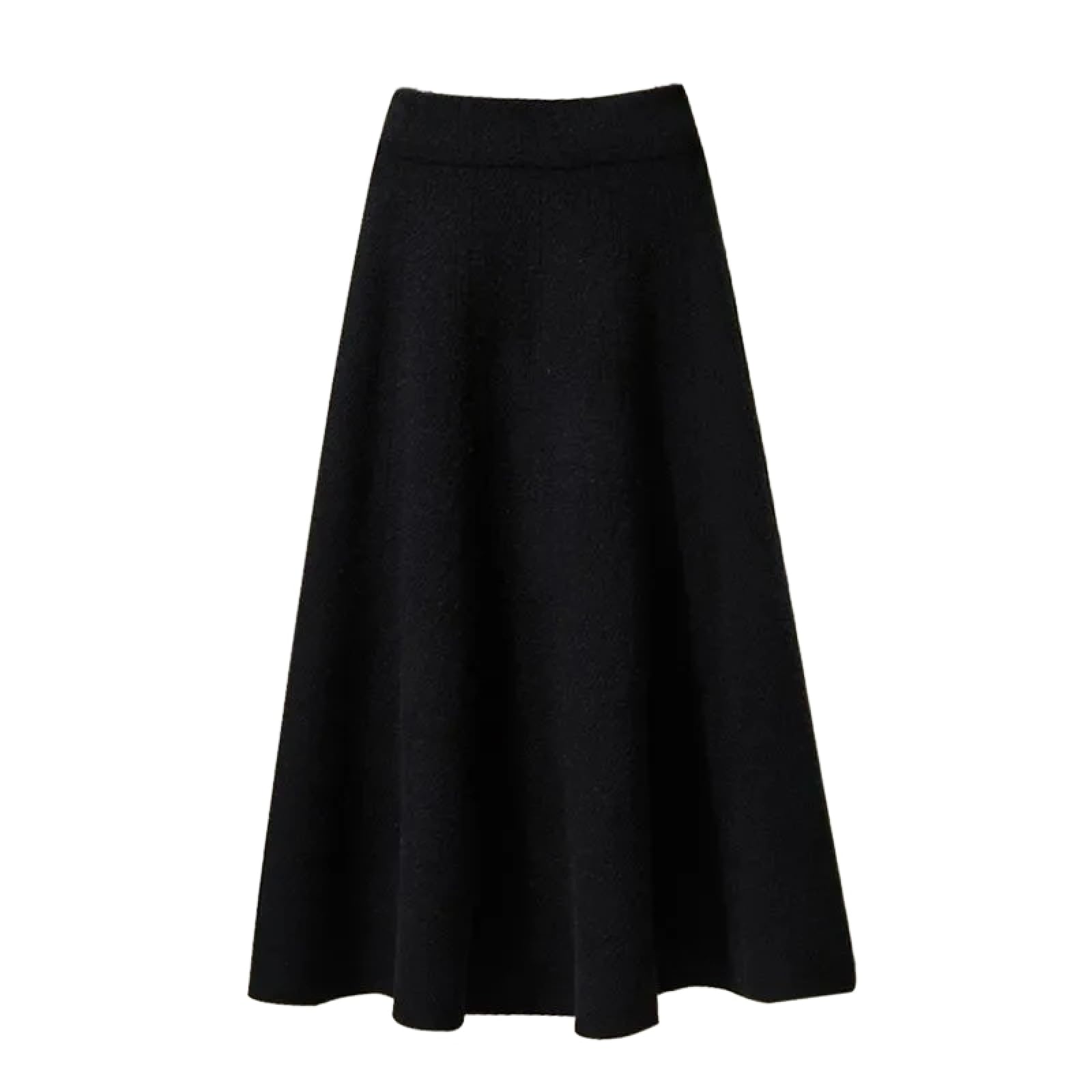 Falda De Punto para Mujer, Talla Grande, Color Liso, Plisada, Vintage, Elástica, Cintura Alta, Corte A, Elegante, Larga, para Invierno, Ropa De Calle Cálida., Black, L