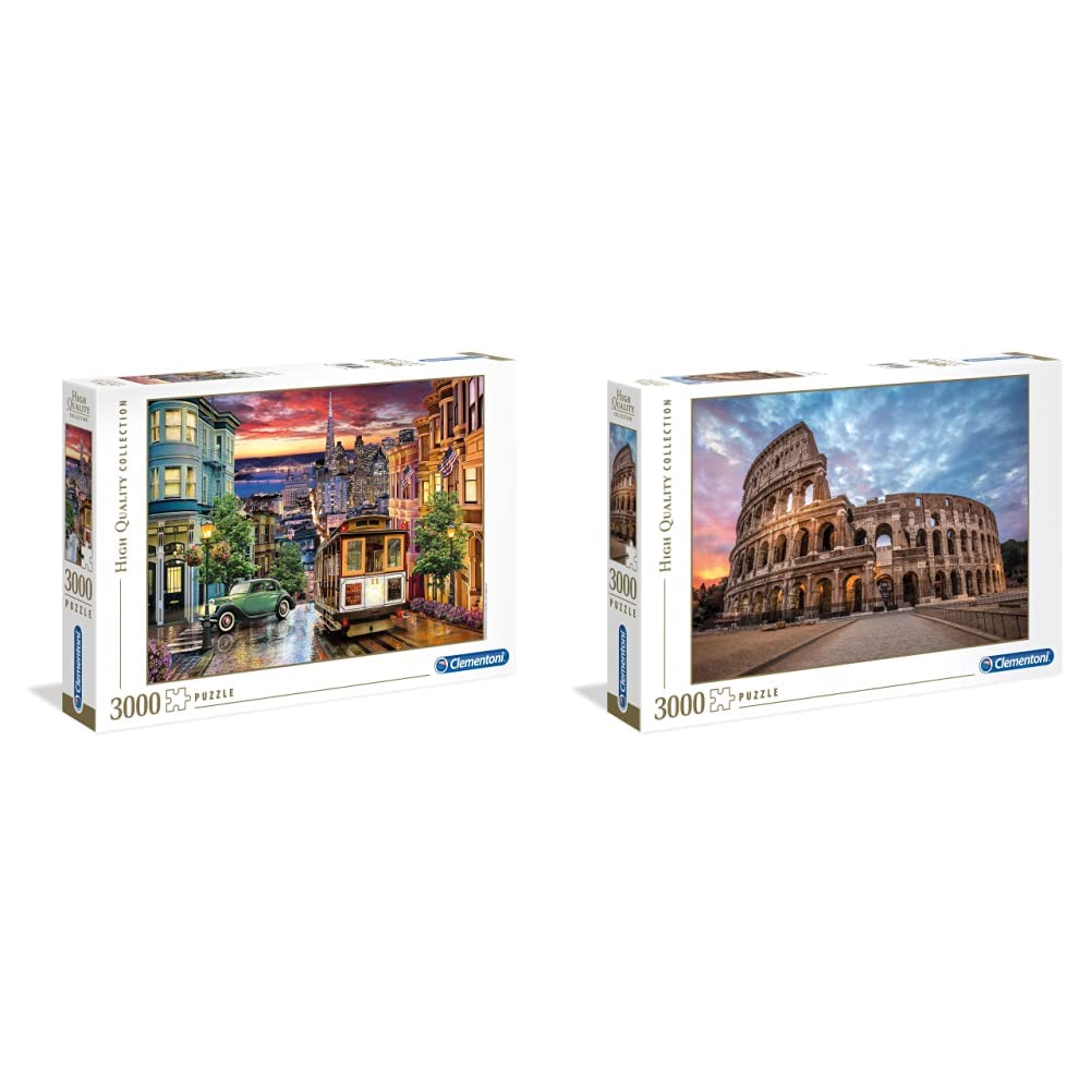 Clementoni - Puzzle 3000 Piezas Paisaje San Francisco, Puzzle Adulto (33547) & Puzzle 3000 Piezas Paisaje El Coliseo Roma, Puzzle Adulto Roma (33548)